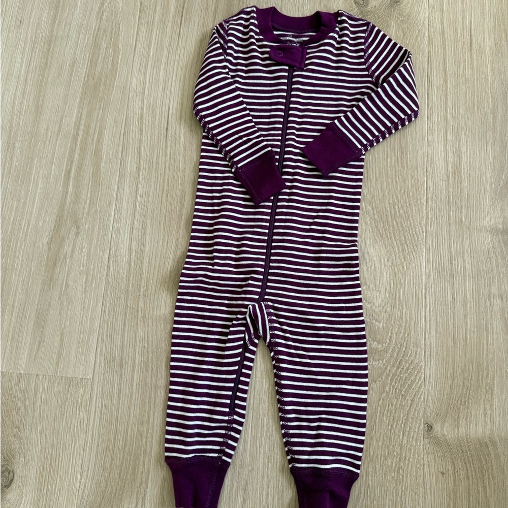 Hanna Andersson Purple and White Striped Kids Footie